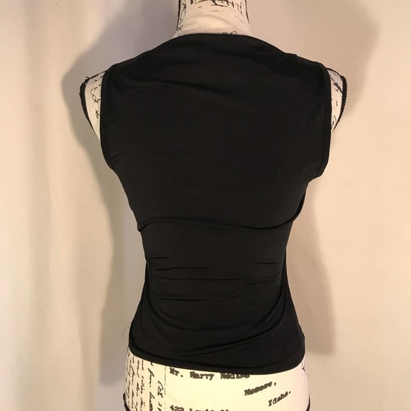 Esprit De Corp Woman's Cowl Neck Sleeveless Black Stretchy Rhinestone Blouse - Picture 4 of 5